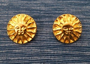 Button Metal 25mm, Goldcolour with Sunface